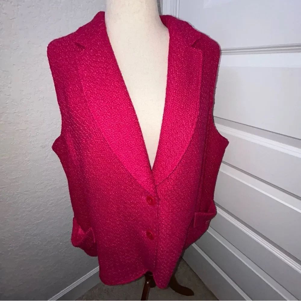 Coldwater Creek Wool Blend Tweed Texture Button Front Sleeveless Vest